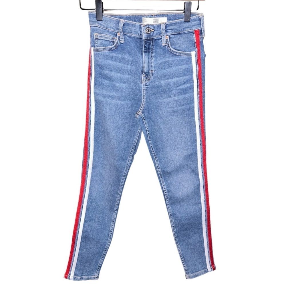 Topshop Moto Jamie Skinny Jeans Side Stripe 26